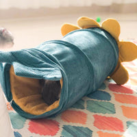 Cucatube Cozy-Collapse Tunnel: Interactive Cat Toy  Tube Bed in Vegetable Green Cucumber Shape - Plush Velvet Material