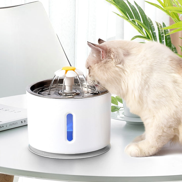 Automatic Pet Fountain with LED Lighting - Clean & Hygienic Drinking Dispenser for Dogs & Cats - 80oz Capacity - USB Powered