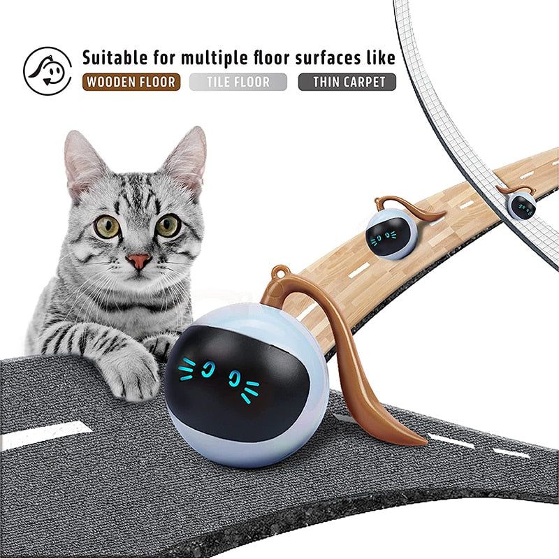 ColorPounce Interactive LED Cat Rotating Ball - Engaging, Durable, USB Rechargeable Toy