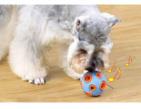 Illuminated Sound Dog Ball - Luminous Interactive Toy with Bell  Durable Rubber  Teeth Cleaning  Bounce & Wobble  