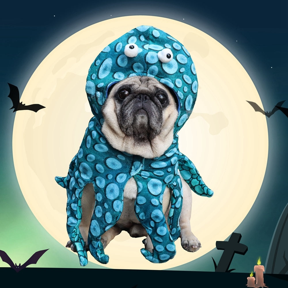 Octo-Dress-Up - Funny Halloween Pet Costume - Octopus Hoodies - Perfect for Dogs, Cats, French Bulldogs - Holiday Parties