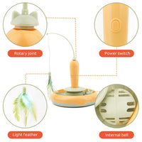 Feather Frenzy Interactive Cat Toy - Engaging Turntable, Roller Tracks, and Electric Teaser for Endless Playtime