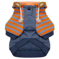 SeasonStride Pet Hoodie - Stylish 100% Cotton Dog Clothes for Smooth Transitions - Striped Pattern - Back Pocket