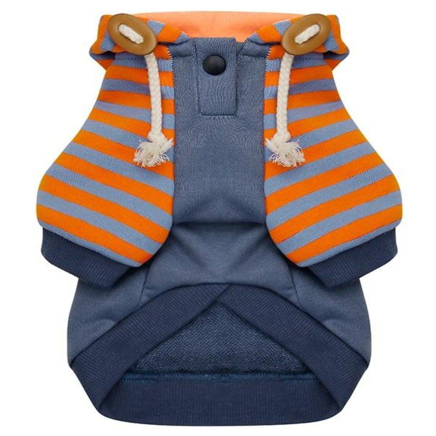 SeasonStride Pet Hoodie - Stylish 100% Cotton Dog Clothes for Smooth Transitions - Striped Pattern - Back Pocket