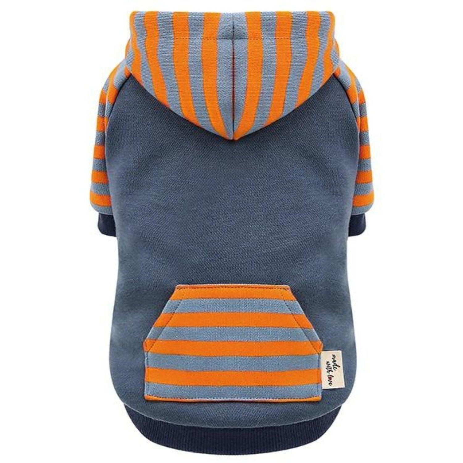 SeasonStride Pet Hoodie - Stylish 100% Cotton Dog Clothes for Smooth Transitions - Striped Pattern - Back Pocket