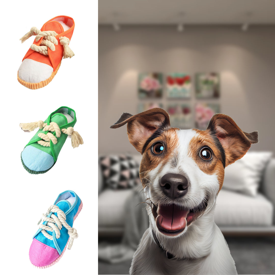 Fun and interactive Pet Paws Squeaky™ Sneakers - keep your pet entertained with squeaky playtime!