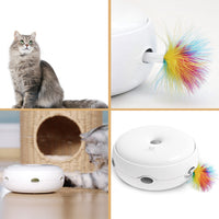 CattySpin Turntable Cat Stick Toy - Interactive and Fun Feather Teaser - Automatic Play Modes - Durable Design 