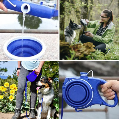 HydroLeash - 4-in-1 Dog Leash, Bowl, Waste Dispenser, and Water Bottle | Versatile Outdoor Pet Companion