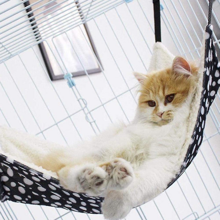 Reversible HangCat Hammock - Dual-Sided Design, Breathable Cotton/Linen Blend, Space-Saving Hanging, Small Pet Bed