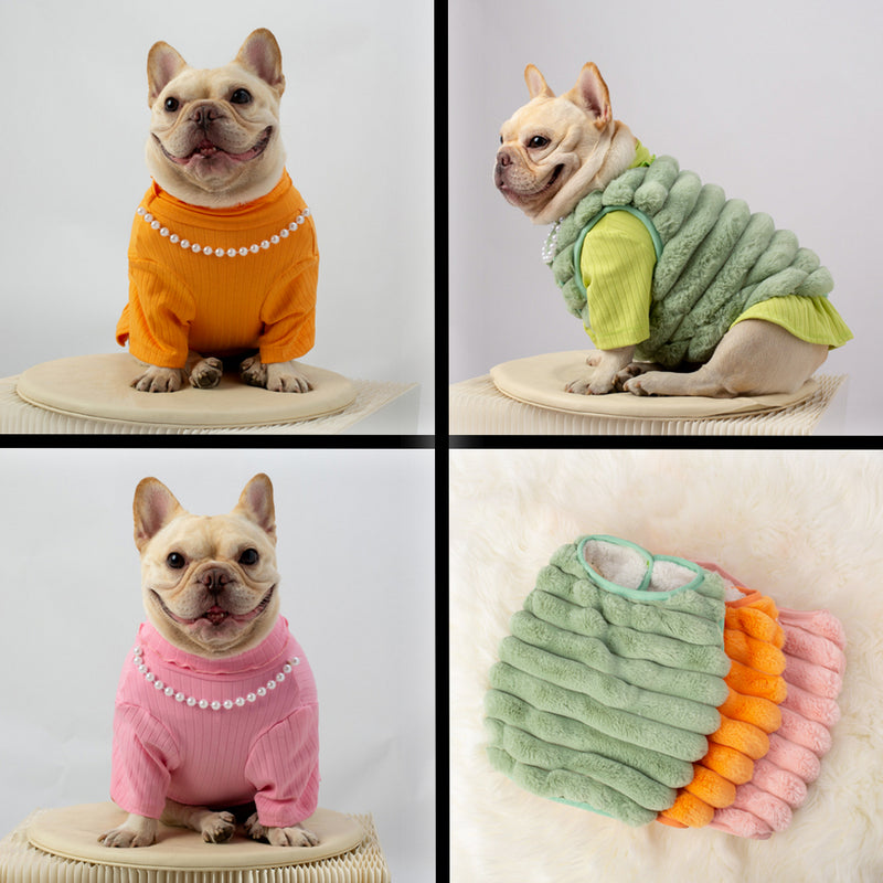 FurryChic Vest & PearlyPup T-Shirt: Luxurious Style for Dogs