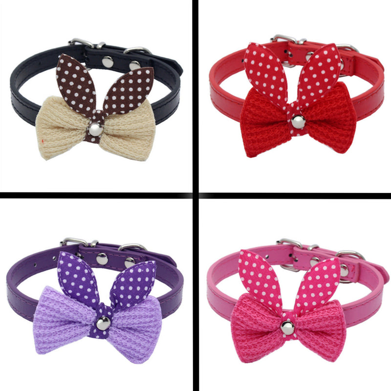 Pawfect Pup Bowtie Collar - Stylish adjustable dog collar with cute knit bowknot for small or medium-sized dogs"