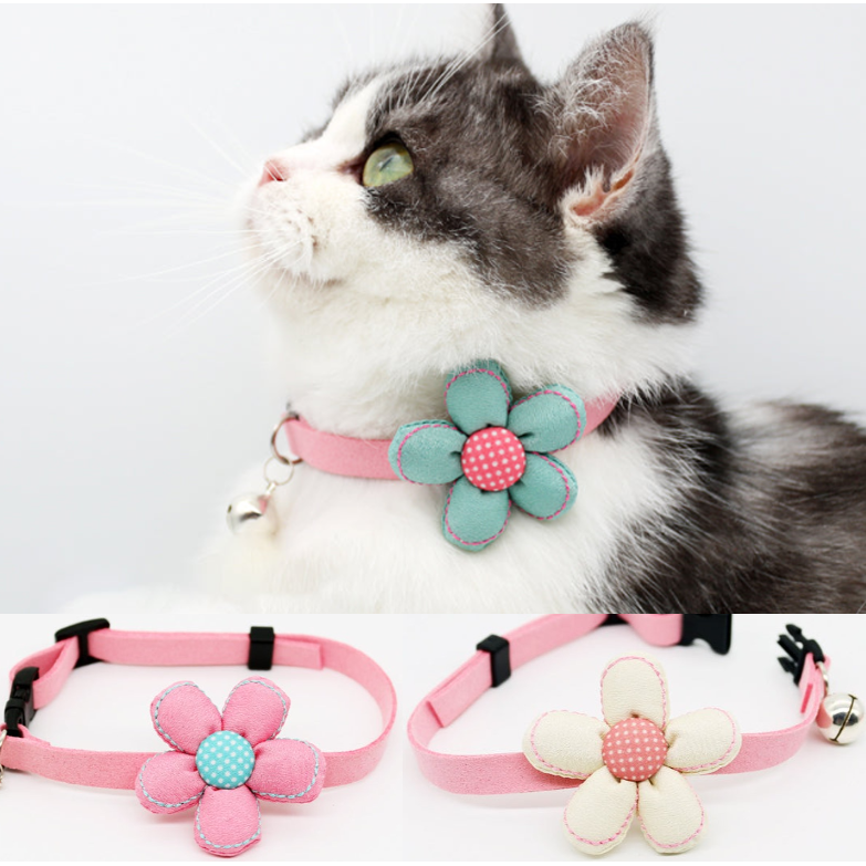 Stylish PurrBloom Pet Collar with Flowers & Bell - Small Dog & Cat Accessories for Safety & Fashion Durable Design