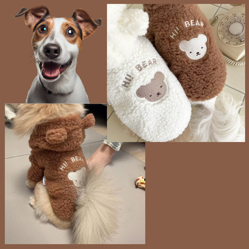 Cute and cozy dog teddy bear costume for irresistible pet charm.