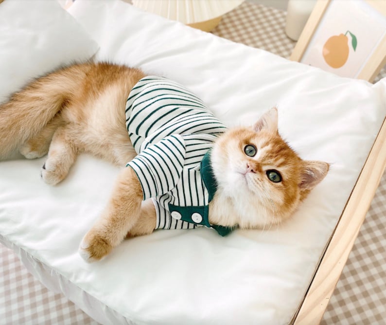 Stylish Striped Polo T-shirt for Cats & Small Dogs - Breathable Cotton & Spandex Blend - Trendy Colors 