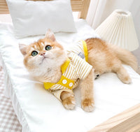 Stylish Striped Polo T-shirt for Cats & Small Dogs - Breathable Cotton & Spandex Blend - Trendy Colors 