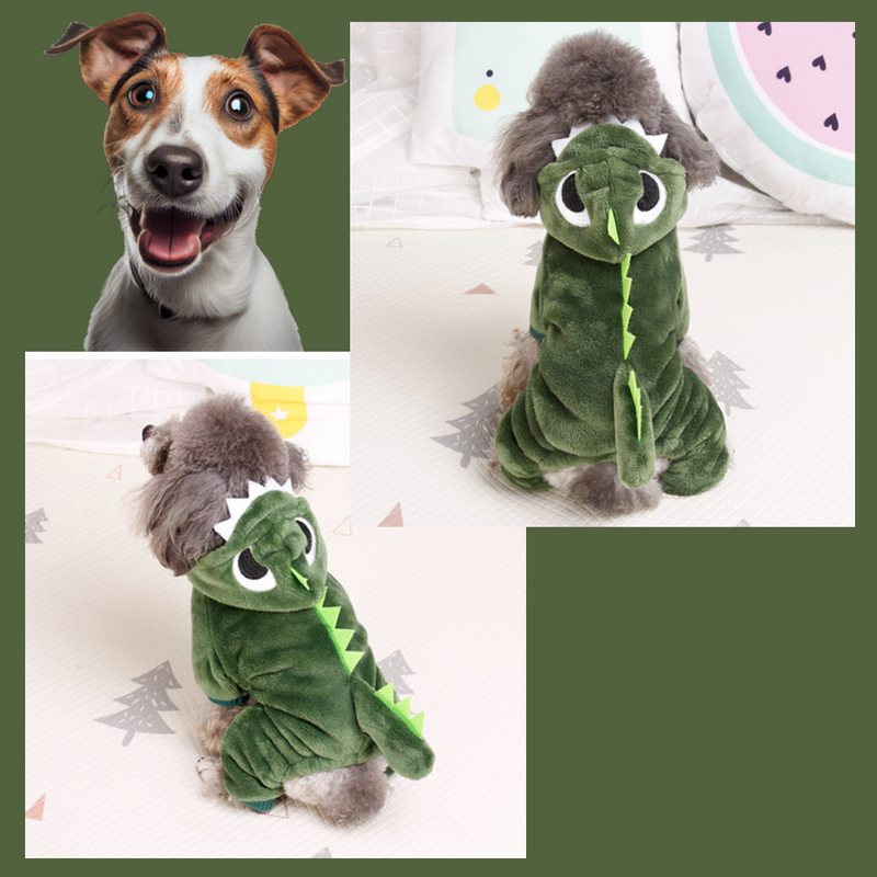 DragoDino™ Pet Onesie - Cute Dinosaur Costume for Pets - Winter Warmth & Fun - Ideal for Halloween & Cosplay Parties"