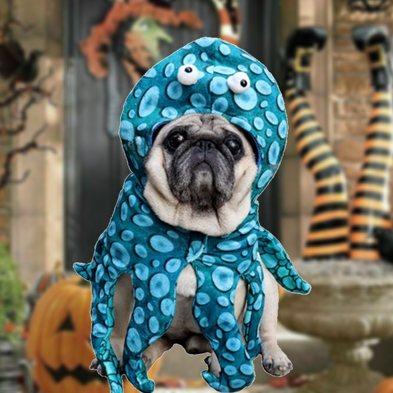 Octo-Dress-Up - Funny Halloween Pet Costume - Octopus Hoodies - Perfect for Dogs, Cats, French Bulldogs - Holiday Parties