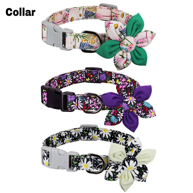 Flower Paws Harmony Set - Stylish Floral Dog Collar, Harness, and Leash for Comfortable Walks