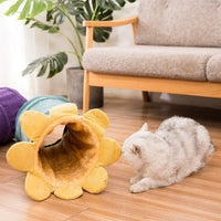 Cucatube Cozy-Collapse Tunnel: Interactive Cat Toy  Tube Bed in Vegetable Green Cucumber Shape - Plush Velvet Material