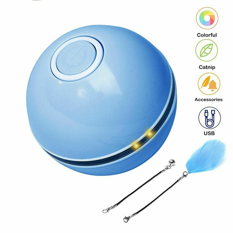 GlowPaw Interactive Pet LED Ball - Engaging toy  LED lights and auto-rolling for cats and small dogs Rechargeable durable.