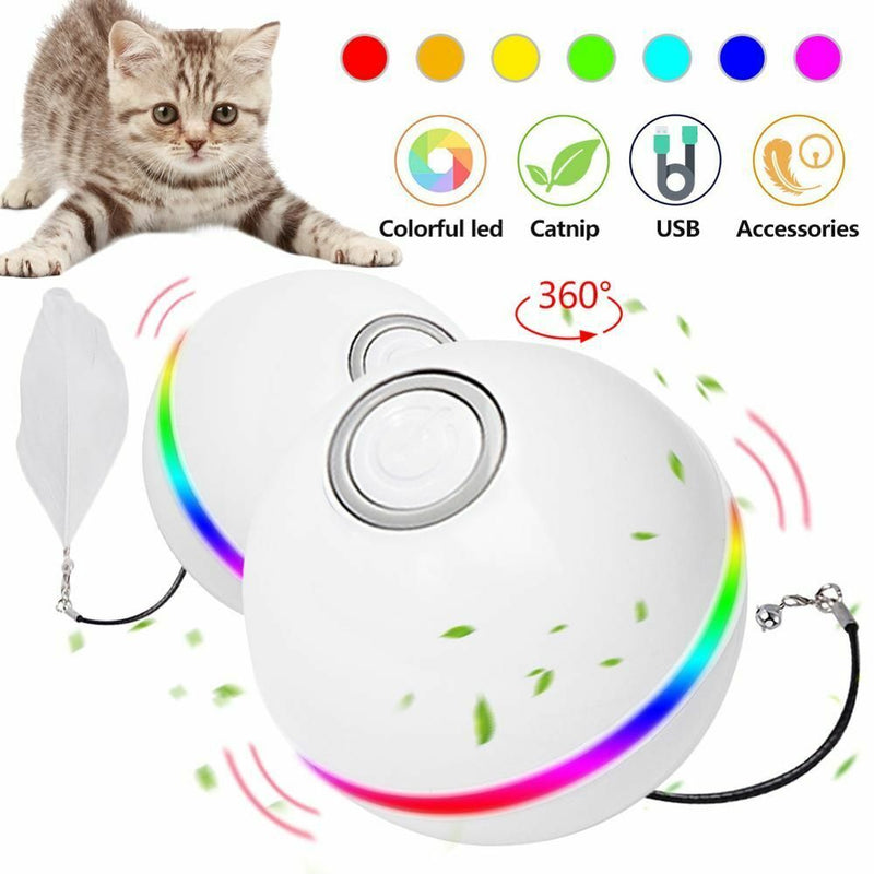 GlowPaw Interactive Pet LED Ball - Engaging toy  LED lights and auto-rolling for cats and small dogs Rechargeable durable.