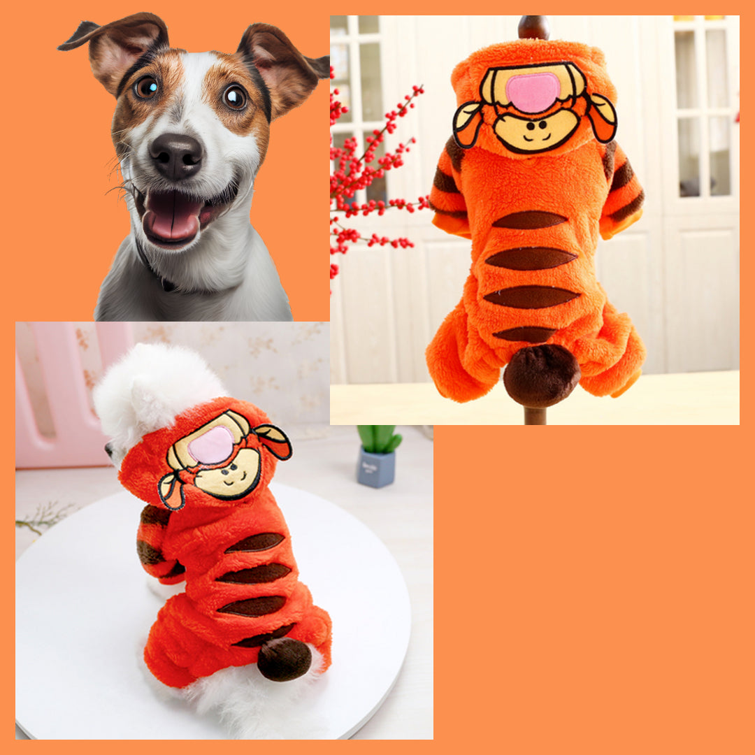 Cute Tiger Dog Costume - Orange and Black Striped Clothes for Halloween and Events - Transform Your Dog Into a Playful Tiger!