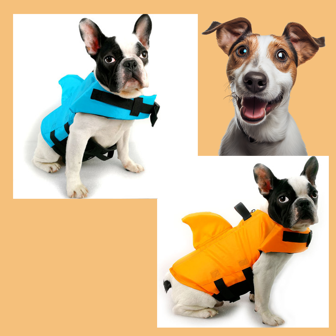 Fashionable Dog Life Jacket: AquaPaws™ SharkGuard for Stylish Water Adventures.