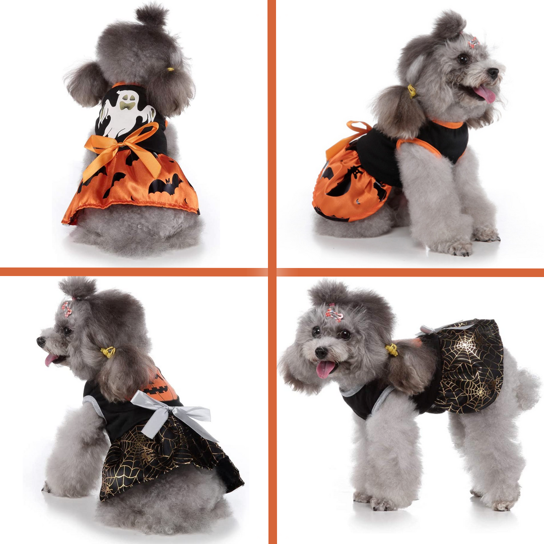 "Enchanted Pet Couture: WizPump™ & GhostGlam™ Halloween Pet Dress - Spooktacular costume for your furry friend!"