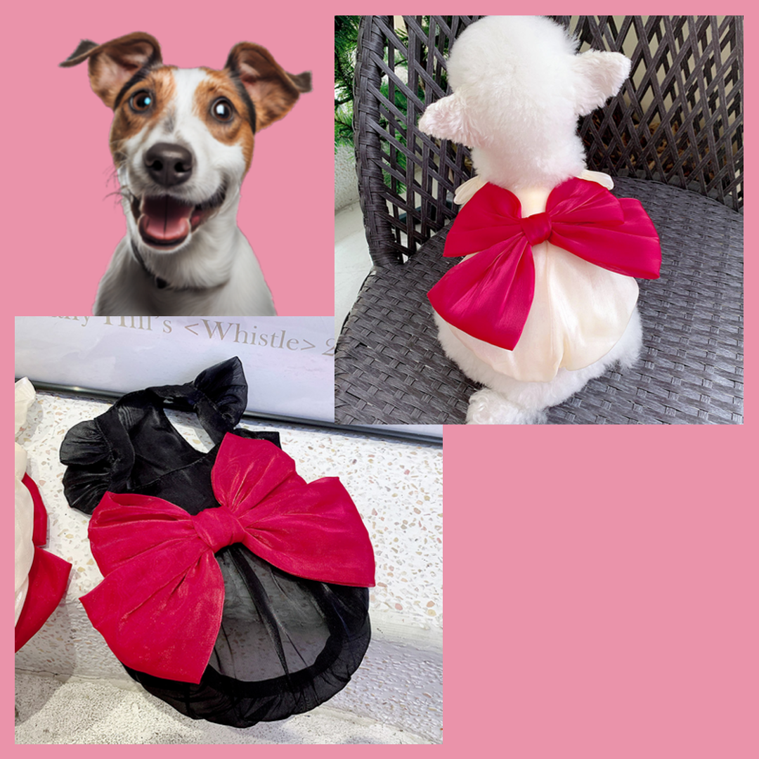 Streamer Skirt Pet Dog Clothes - Elegant rose petal design, XXS size, polyester material, perfect for all breeds.