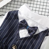 Elegant Pet Tuxedo for Dogs and Cats - Striped Vest, White Satin Shirt Bow Tie Perfect for Weddings and Formal Occasions