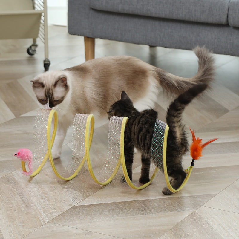 Interactive foldable cat tunnel for endless play - PurrfectPath™.