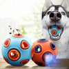 Illuminated Sound Dog Ball - Luminous Interactive Toy with Bell  Durable Rubber  Teeth Cleaning  Bounce & Wobble  