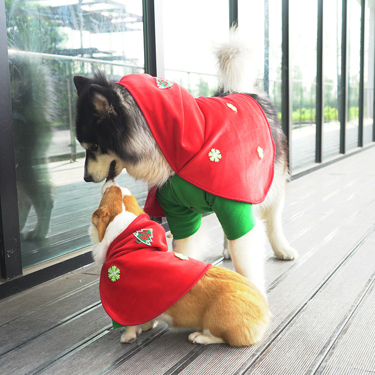 SantaPaws™ Cloak: Festive Embroidered Red Pet Christmas Costume for Dogs