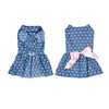 Pawsome™ Princess Dress: Cute Blue Polyester Jeans Pet Dress for Small and Medium Dogs with Fashionable Pink Bowknot