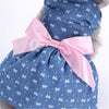 Pawsome™ Princess Dress: Cute Blue Polyester Jeans Pet Dress for Small and Medium Dogs with Fashionable Pink Bowknot