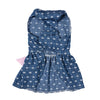 Pawsome™ Princess Dress: Cute Blue Polyester Jeans Pet Dress for Small and Medium Dogs with Fashionable Pink Bowknot