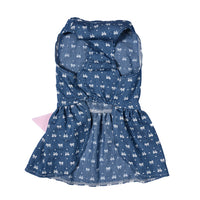 Pawsome™ Princess Dress: Cute Blue Polyester Jeans Pet Dress for Small and Medium Dogs with Fashionable Pink Bowknot