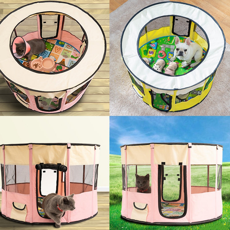 Versatile Circular Pet Playpen - Durable 600D Oxford Cloth  Ideal for Dogs, Cats, and Small Animals - Portable  Easy to Clean