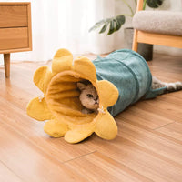 Cucatube Cozy-Collapse Tunnel: Interactive Cat Toy  Tube Bed in Vegetable Green Cucumber Shape - Plush Velvet Material