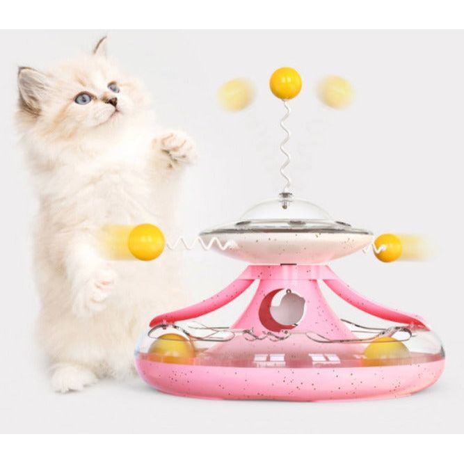 Multifunctional Cat Toy Windmill Turntable, Trackball, Food Dispenser, Interactive Stick  Engage & Entertain Your Kitty!