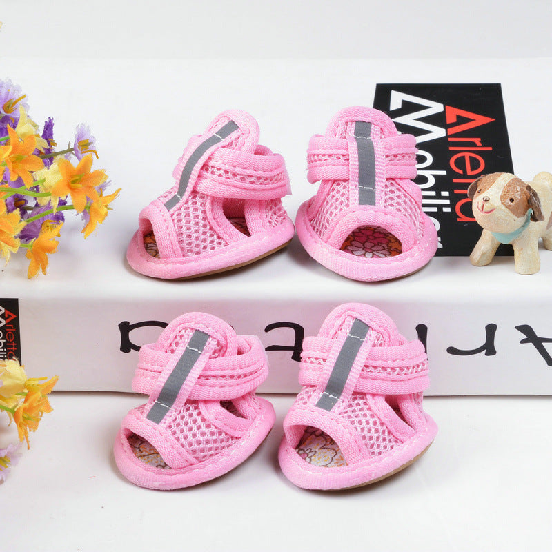 Reflective Dog Sandals | Breathable Mesh | Anti-Skid Boots | Paw Protector | Summer Pet Shoes