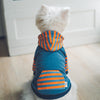 SeasonStride Pet Hoodie - Stylish 100% Cotton Dog Clothes for Smooth Transitions - Striped Pattern - Back Pocket