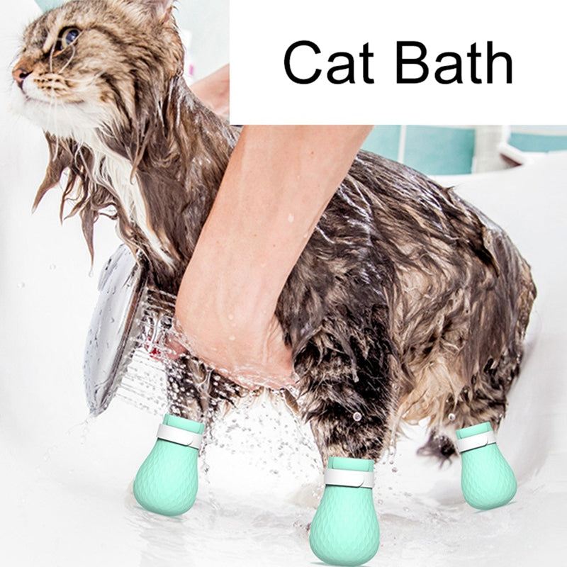 PawGuard FlexFit: Adjustable Cat Scratch Protectors - Soft Silicone Boots for Cat Grooming, Bathing, and Nail Clipping