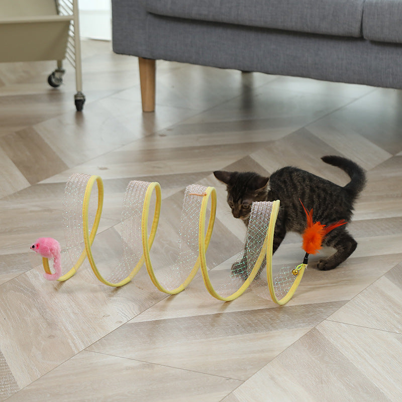 Interactive foldable cat tunnel for endless play - PurrfectPath™.