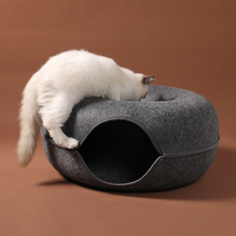 Premium Quality Cat Bed Tunnel - CozyCurl™, the Perfect Retreat.