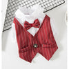 Elegant Pet Tuxedo for Dogs and Cats - Striped Vest, White Satin Shirt Bow Tie Perfect for Weddings and Formal Occasions