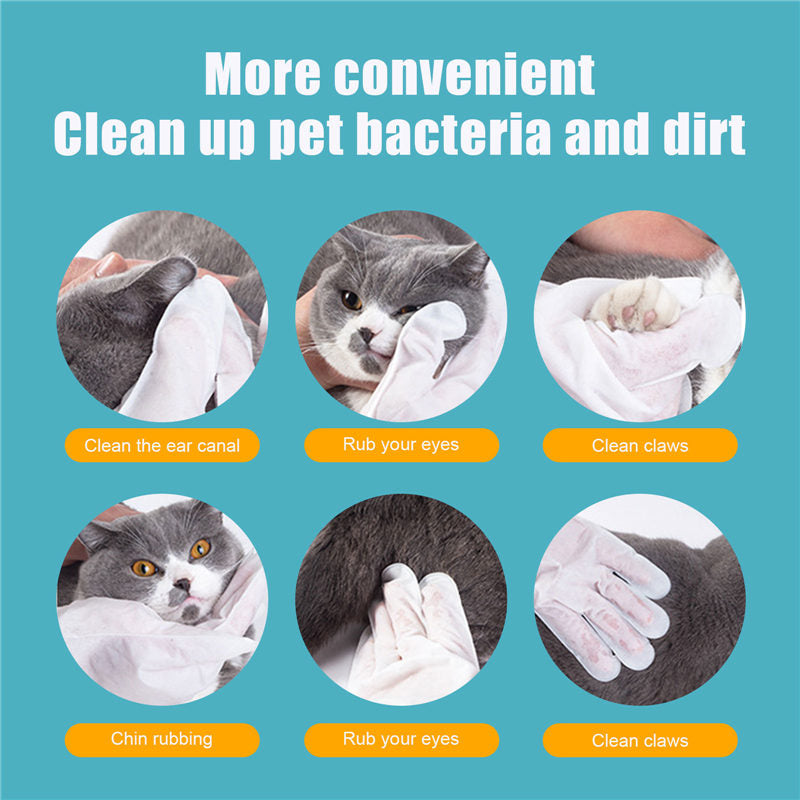 PawCleanse™ Pet Wipe Grooming Gloves - Convenient, No-Bath Solution for Clean and Fresh Pets - Eco-Friendly and Versatile