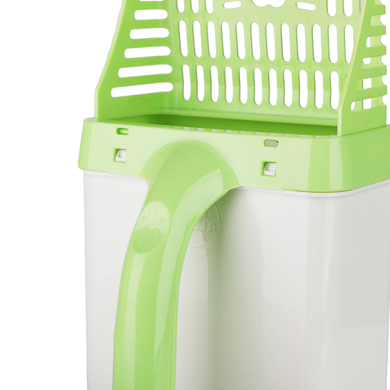 Efficient and durable PurrfectScoop™ cat litter system with scoop, waste bin, and scented bags for easy, mess-free cleaning.