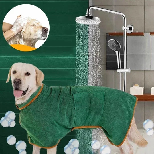 PawDry™ Microfiber Pet Robe: Absorbent, quick-drying robe for pets. Keep your furry friend cozy and dry post-bath.