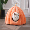 CozyPaw Pumpkin Pet Retreat Bed: Warm, Fluffy Cat and Dog Bed with Removable Cushion - Perfect for Winter Snuggles!"